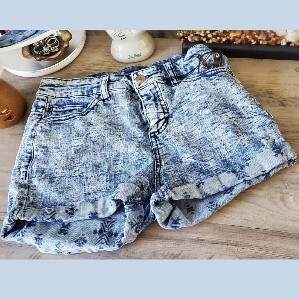 Blue denim shorts